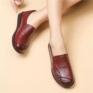 Flache Schuhe, Damen-Flats, Leder-Flats, Slip-on-Flats, Echtlederschuhe, Echtleder-Flats